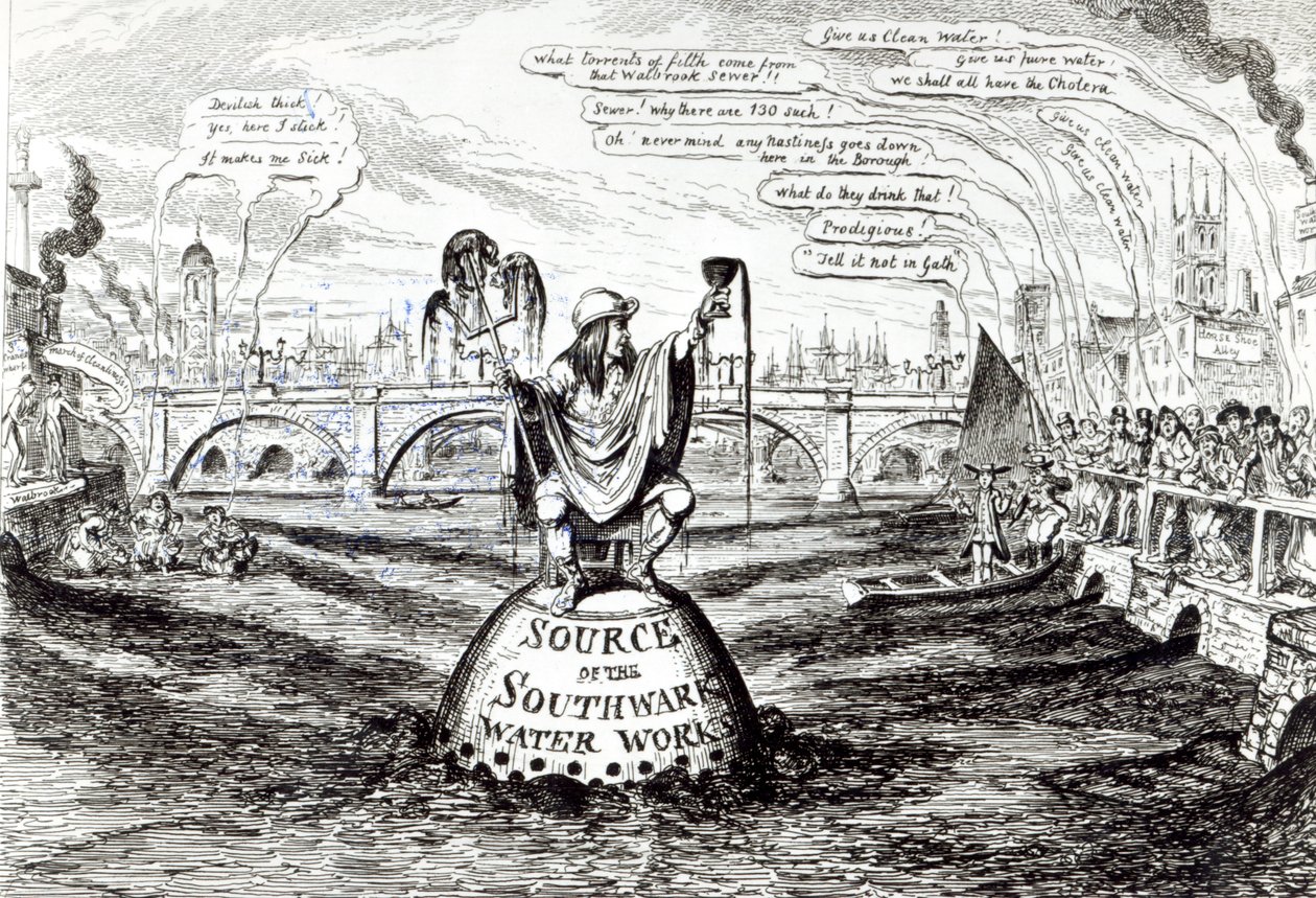 Szatirikus rajzfilm a Southwark Water Company-ról, 1832 alkotó: George Cruikshank