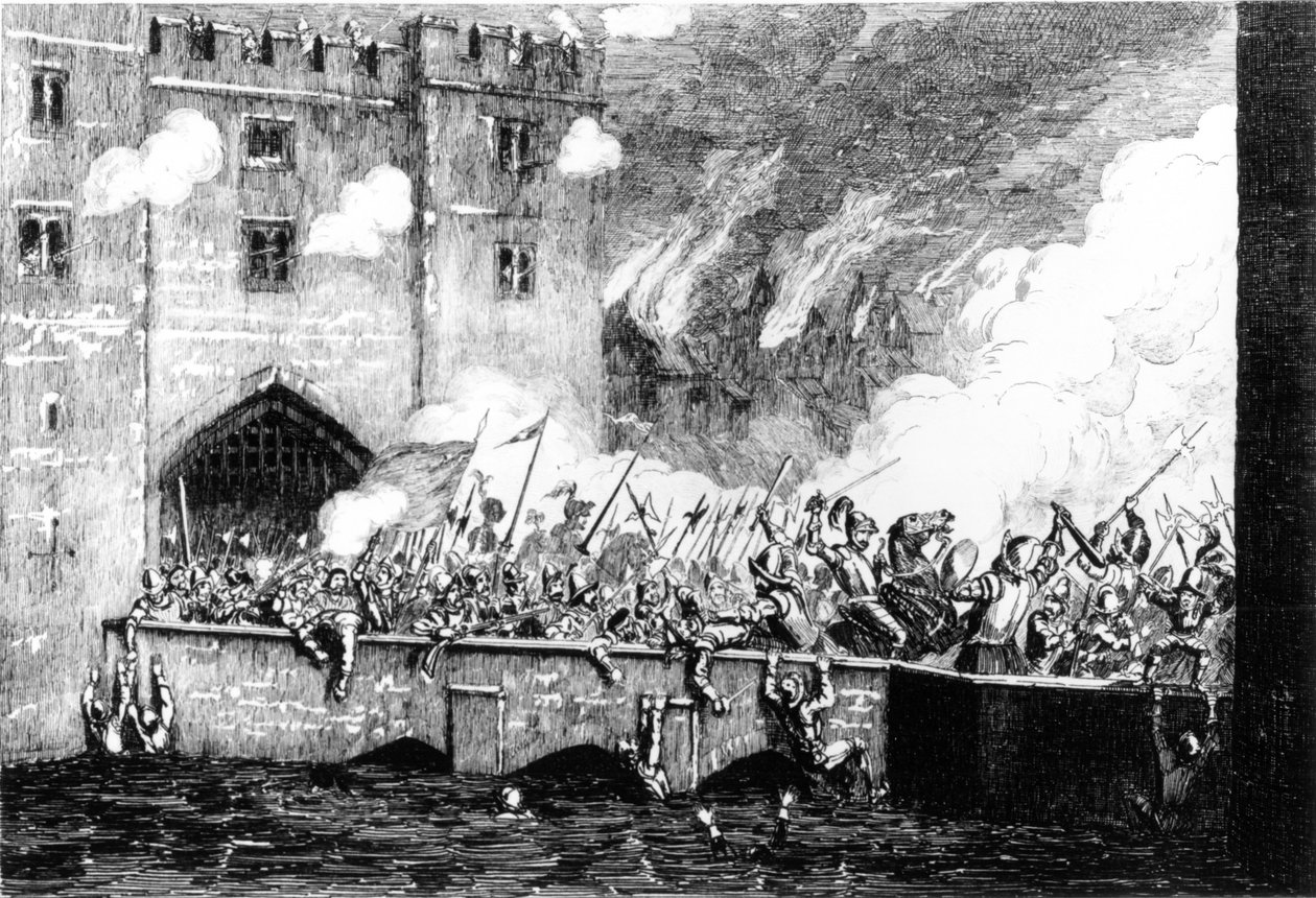 Sir Thomas Wyatt (kb.1521-54) A Byward Tower megtámadása alkotó: George Cruikshank