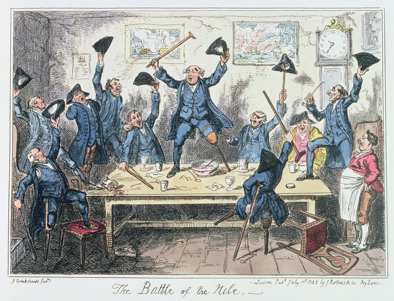 A nílusi csata, kiadó: James Robins und Co., 1825. július 1. (színes rézkarc) alkotó: George Cruikshank