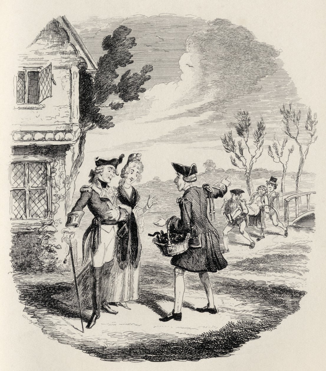 A lovag és a hölgy, Thomas Ingoldsby "The Ingoldsby Legends" című művéből, kiadó: Richard Bentley und Son, 1887. alkotó: George Cruikshank