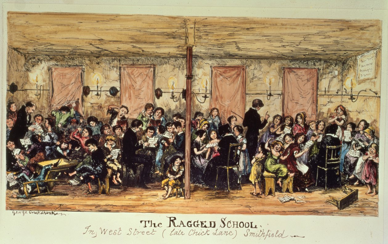 The Ragged School, West Street (korábban Chick Lane), Smithfield (nyomtatott) alkotó: George Cruikshank