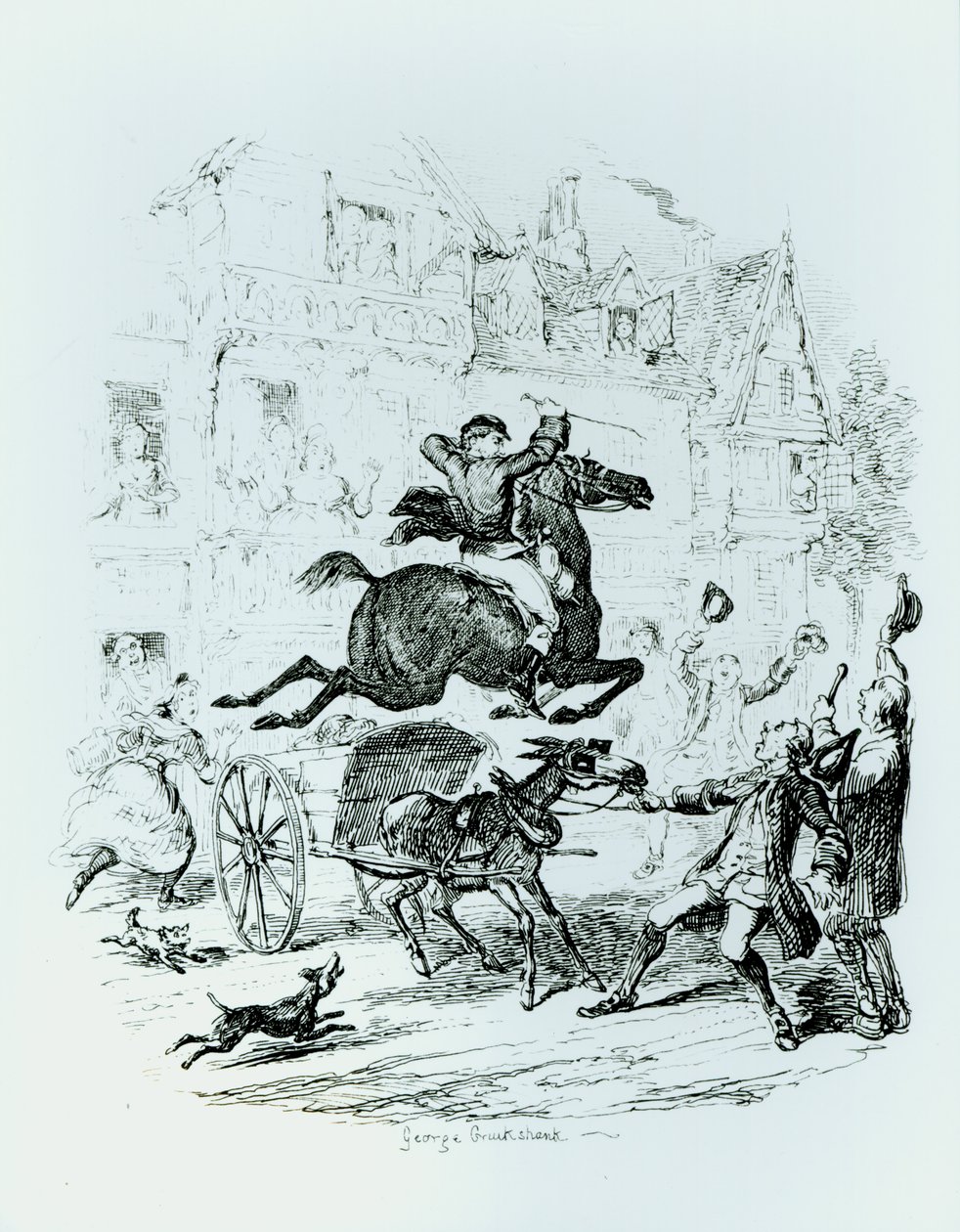 Turpin (1705-39) repülése Edmontonon keresztül alkotó: George Cruikshank