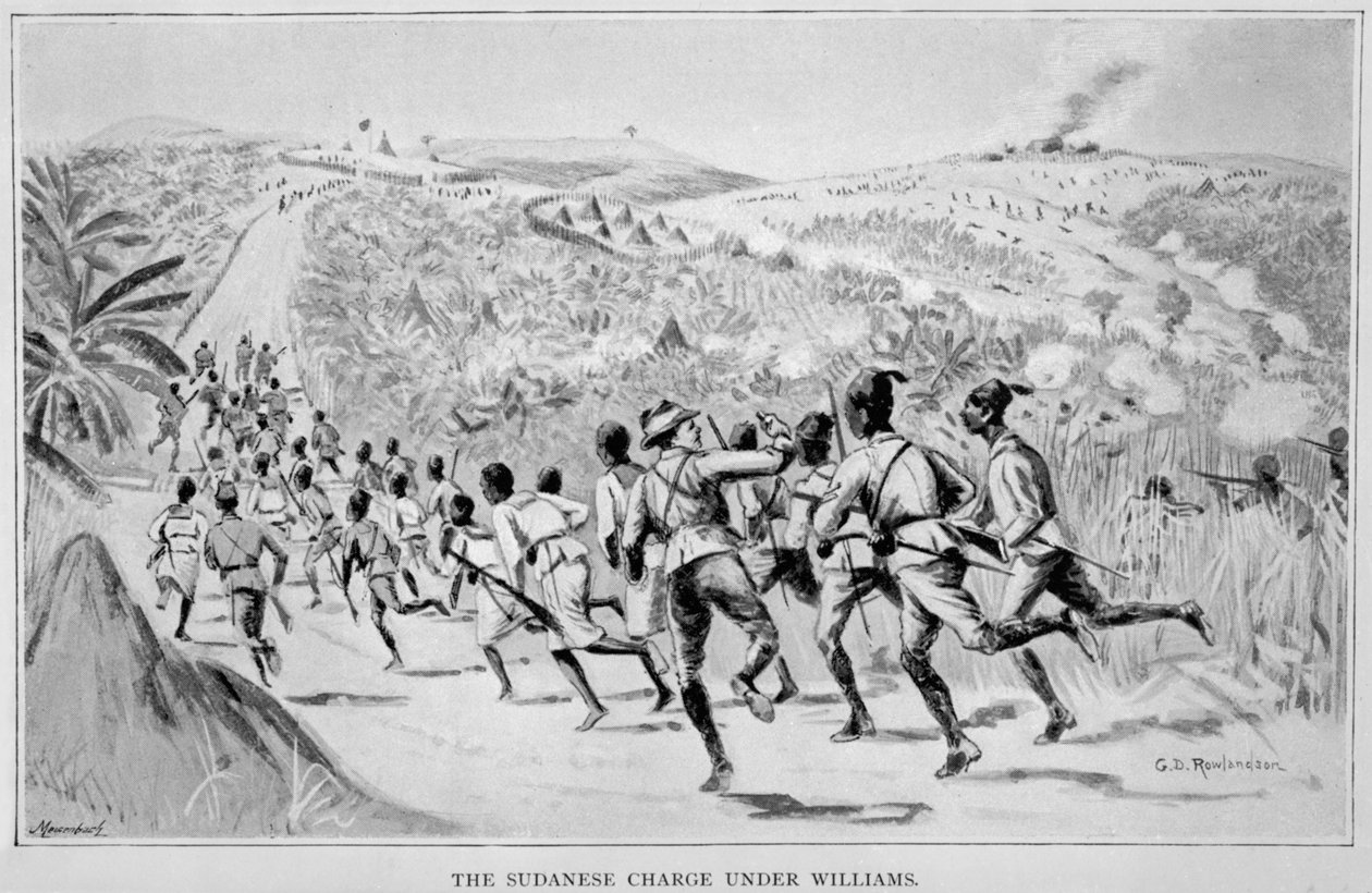 A Williams vezette szudáni vád, Lord Frederick J. D. Lugard „Kelet-afrikai birodalmunk felemelkedése” című művéből, 1893 alkotó: George Derville Rowlandson