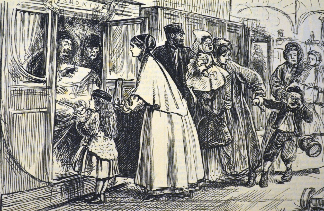 Egy dohányzó kocsi inváziója, 1869 alkotó: George du Maurier