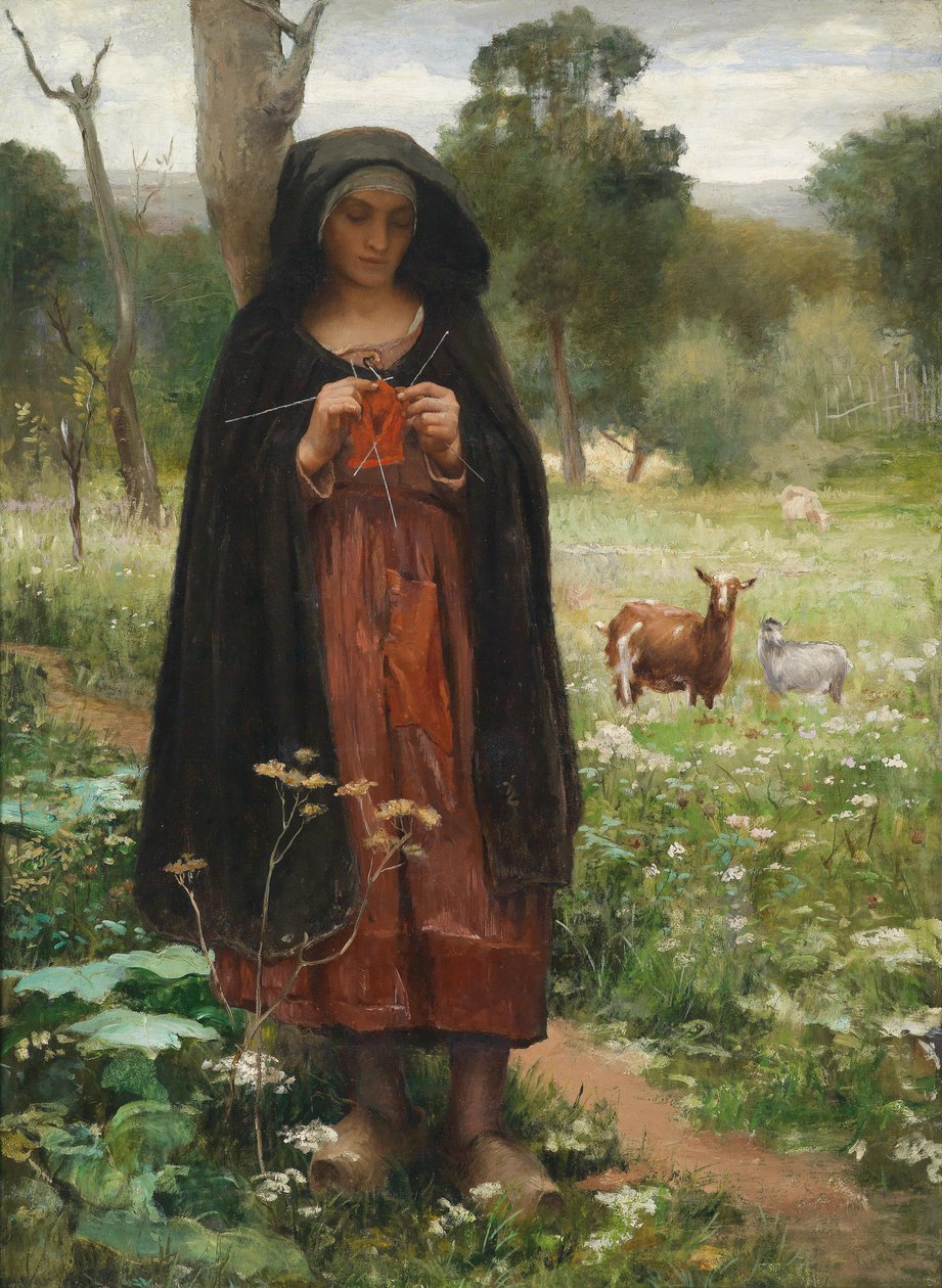 Schäferin beim Knitting (Bergère au tricot) alkotó: George François Paul Langée
