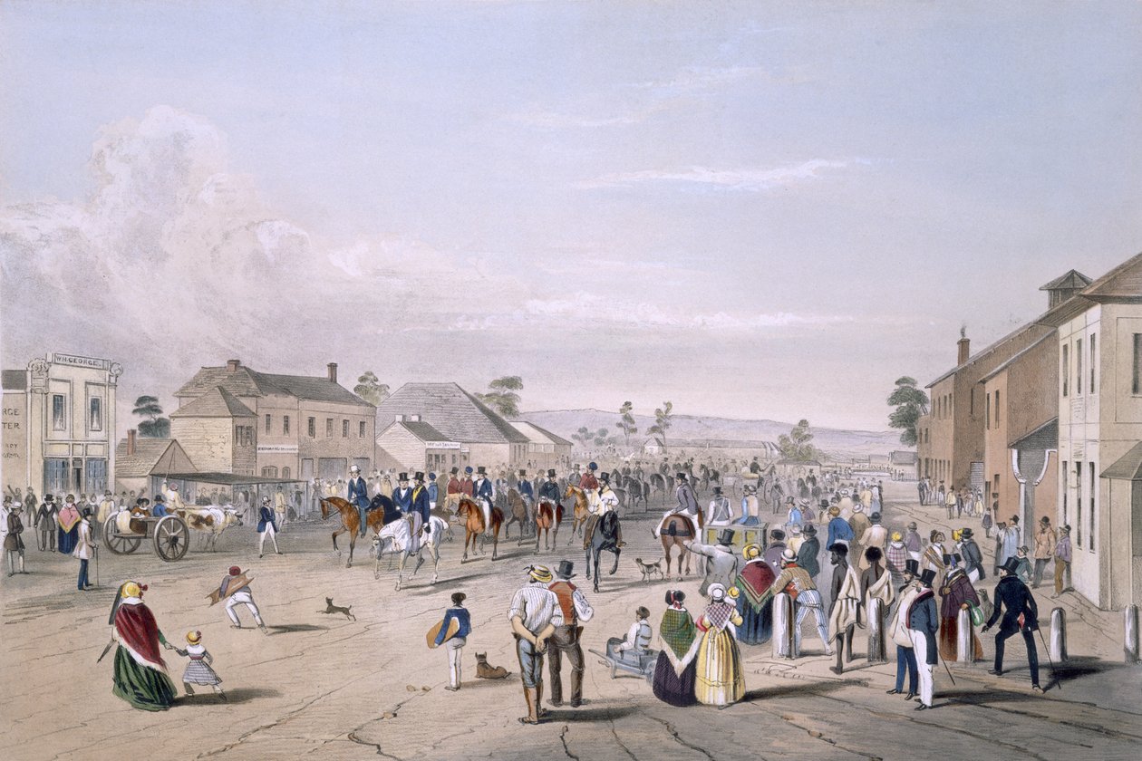 Sturt kapitány távozása, 1844. augusztus, az 1847-ben megjelent „South Australia Illustrated”-ből (kézzel színezett metszet) alkotó: George French Angas