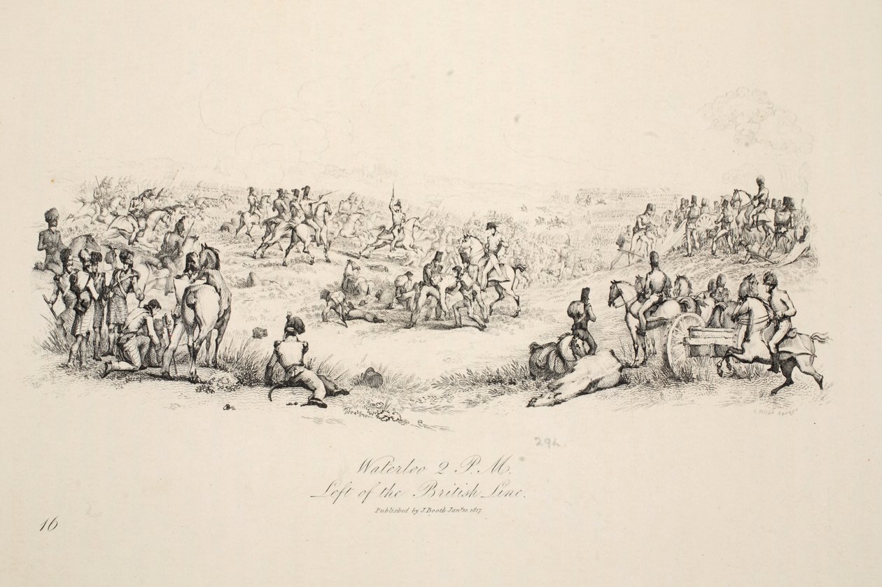 Waterloo, 14 óra, a brit vonal bal oldalán, pub. J. Booth, 1816 alkotó: George Jones