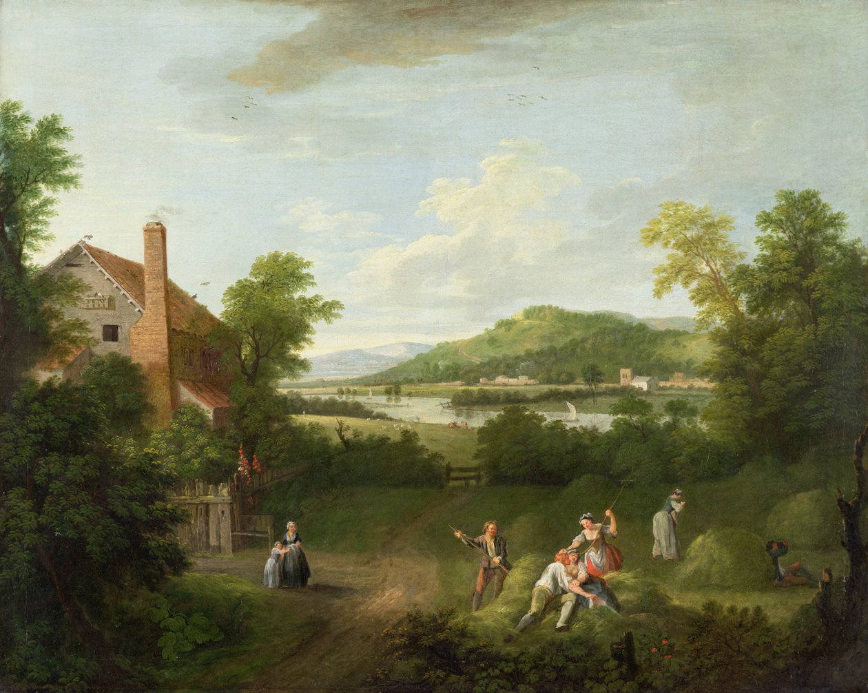 Táj mezőgazdasági munkásokkal, 1730-40 körül alkotó: George Lambert