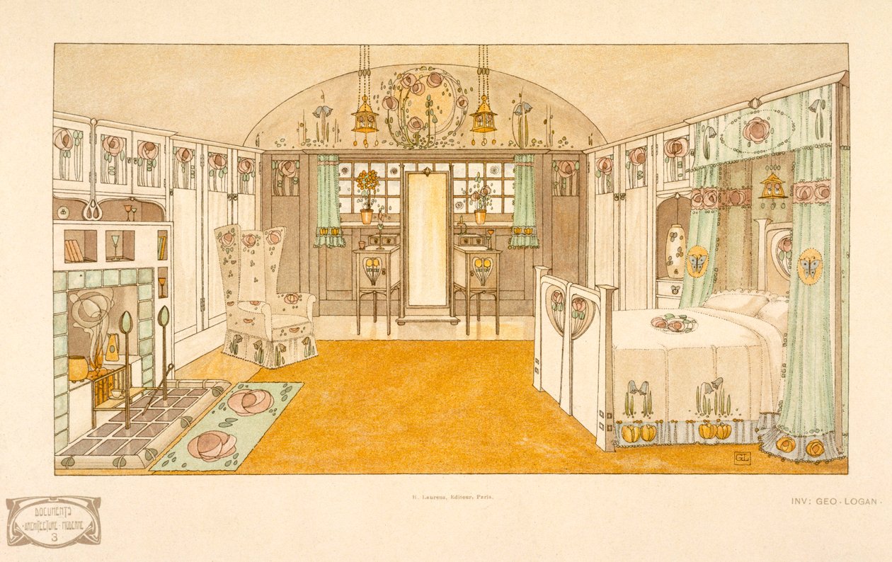 Hálószoba, Logan George (1866-1939), Documents Moderne mintakönyv, 1904 alkotó: George Logan
