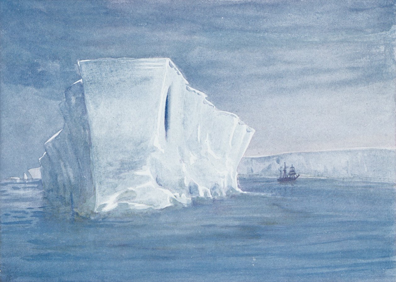 Egy jéghegy, Sir Ernest Shackleton (1874-1922) „Nimród az Antarktiszon 1907-09” című művéből alkotó: George Marston