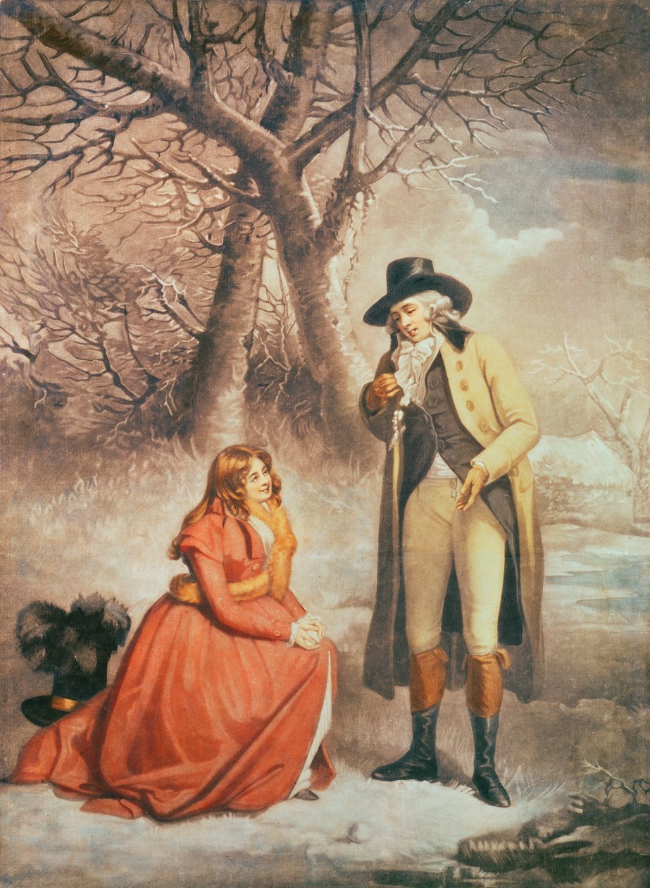 Úriember és nő egy téli jelenetben alkotó: George Morland