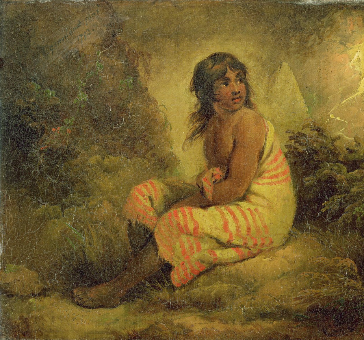 Indiai lány, 1793 (olaj, vászon, panelre szerelve) alkotó: George Morland