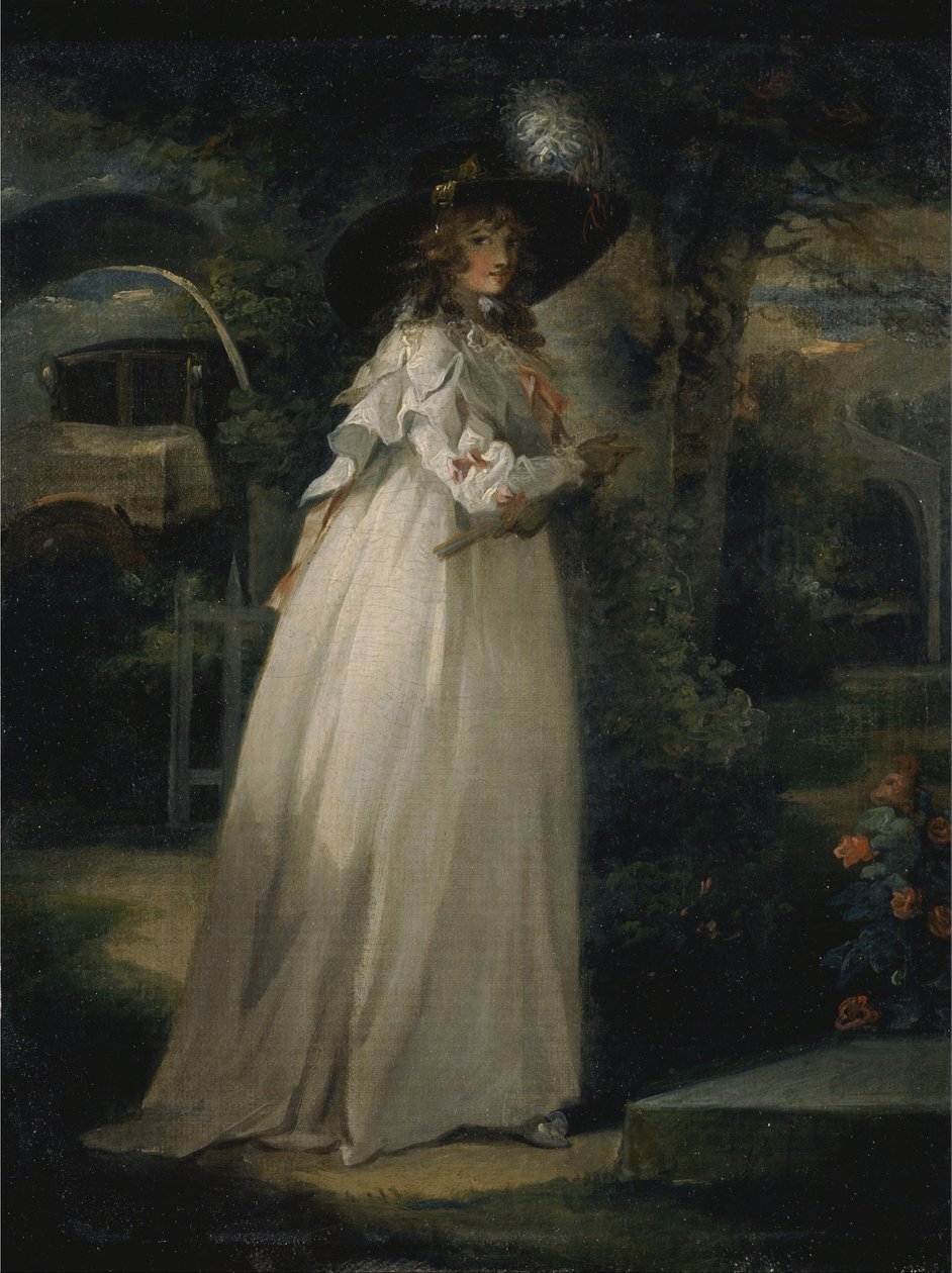 Egy lány portréja a kertben alkotó: George Morland