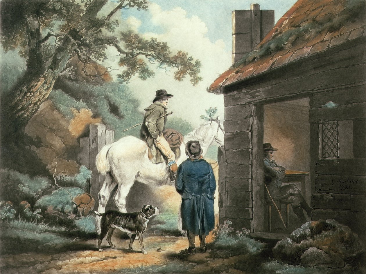 The Turnpike Gate, vésette William Ward (1766-1826), kocsma. James Linnell, 1806 (mezzotinta metszet) alkotó: George Morland