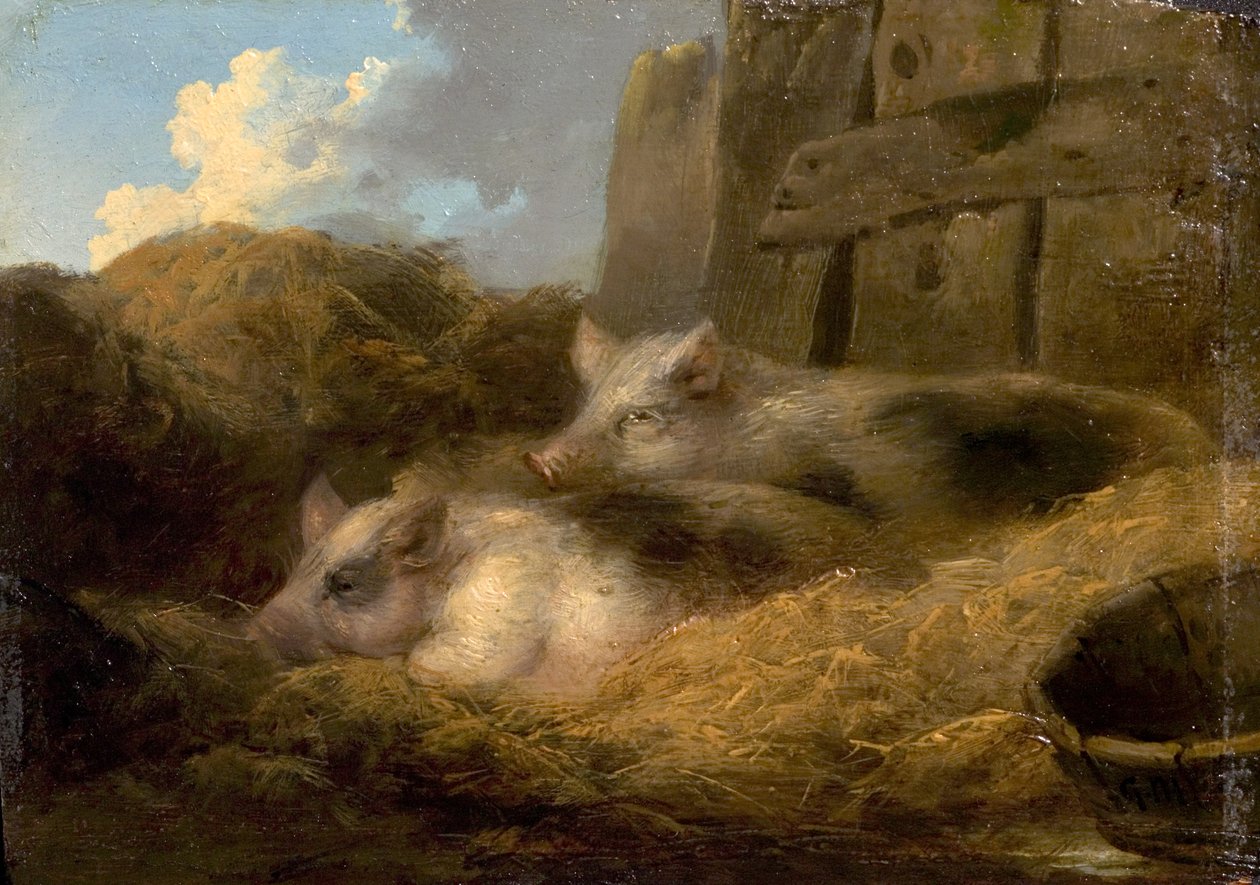 Két disznó a szalmában (Pajta disznókkal) alkotó: George Morland