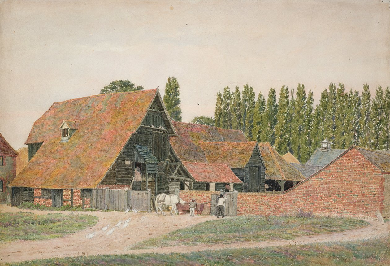 Farm Buildings, Dorchester, Oxfordshire (wc ceruzával papíron) alkotó: George Price Boyce