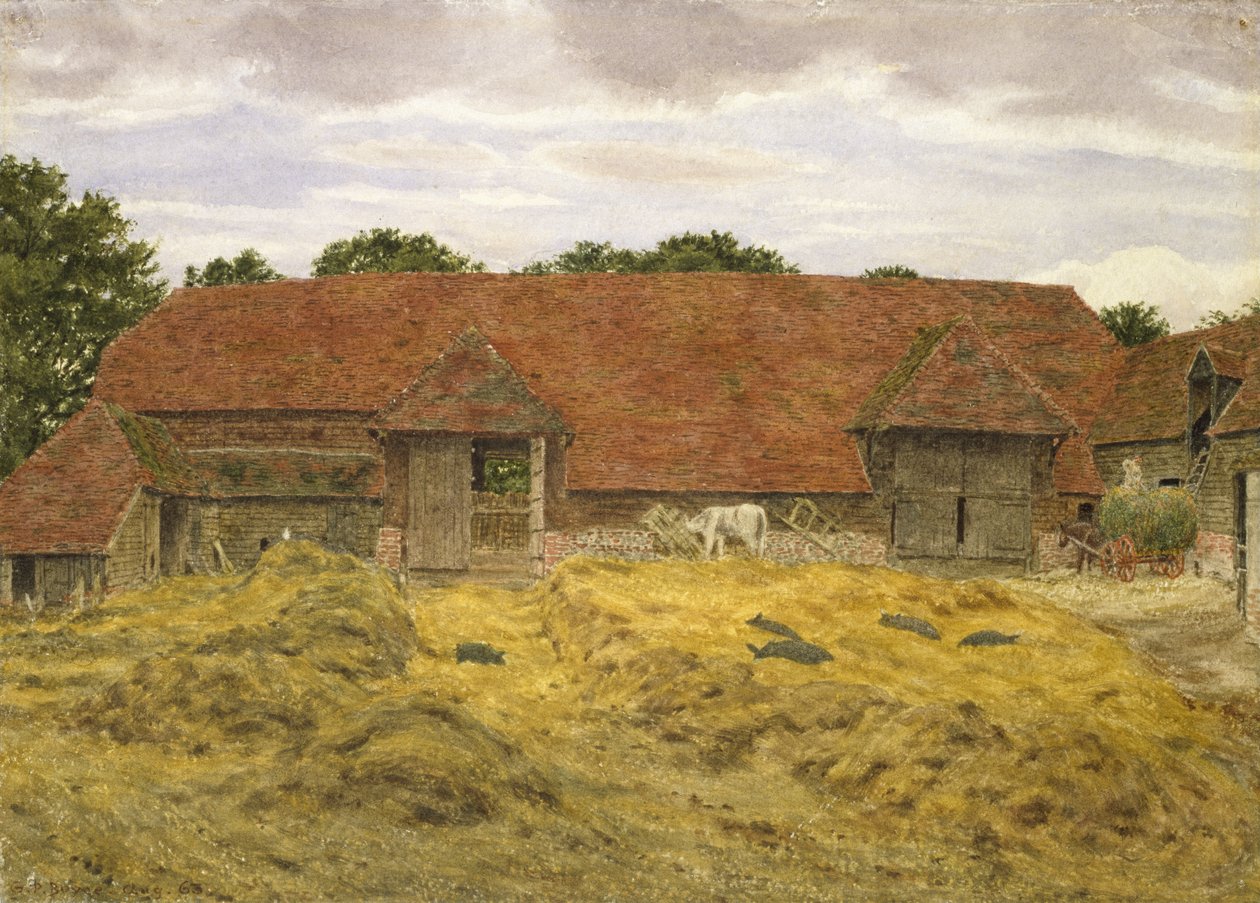Vörös pajta Whitchurchben, 1868 (akvarell papíron) alkotó: George Price Boyce