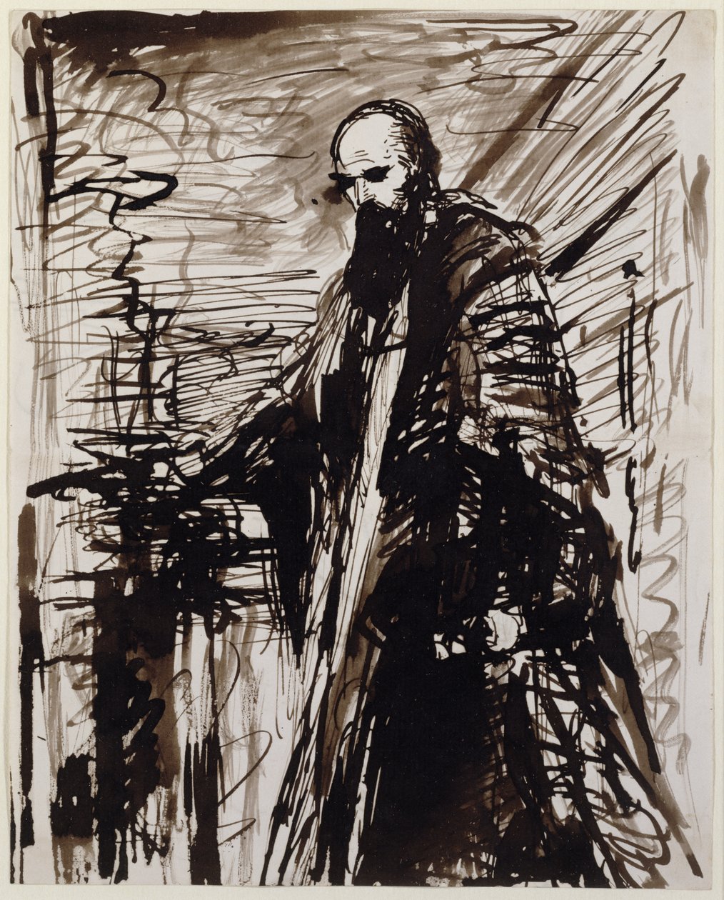 Tanulmány Robert Gascoyne-Cecil teljes alakos portréjához (toll és csonk barna tintával lemosva papíron) alkotó: George Richmond