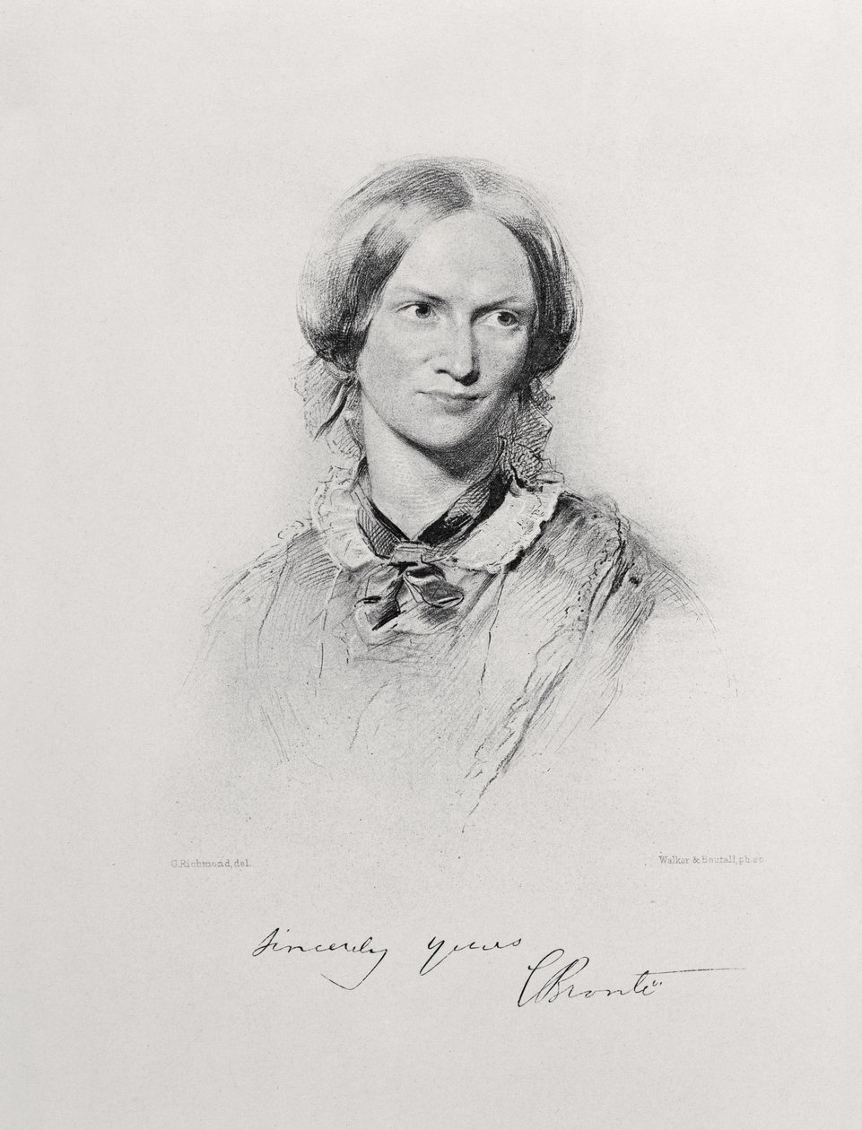 Charlotte Bronte portréja, Walker és Boutall metszete alkotó: George Richmond