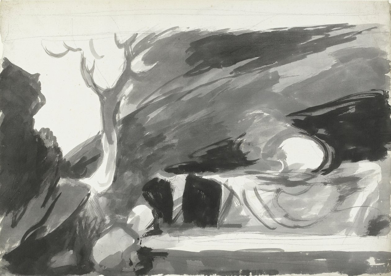 Boszorkányok összegyűjtése, 3 (wc mosással és tinta grafittal, papíron) alkotó: George Romney
