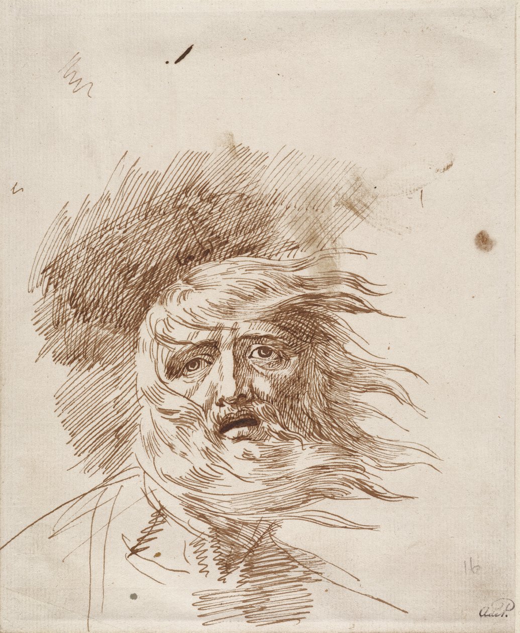 Lear király a viharban (toll és bistre tinta papíron) alkotó: George Romney