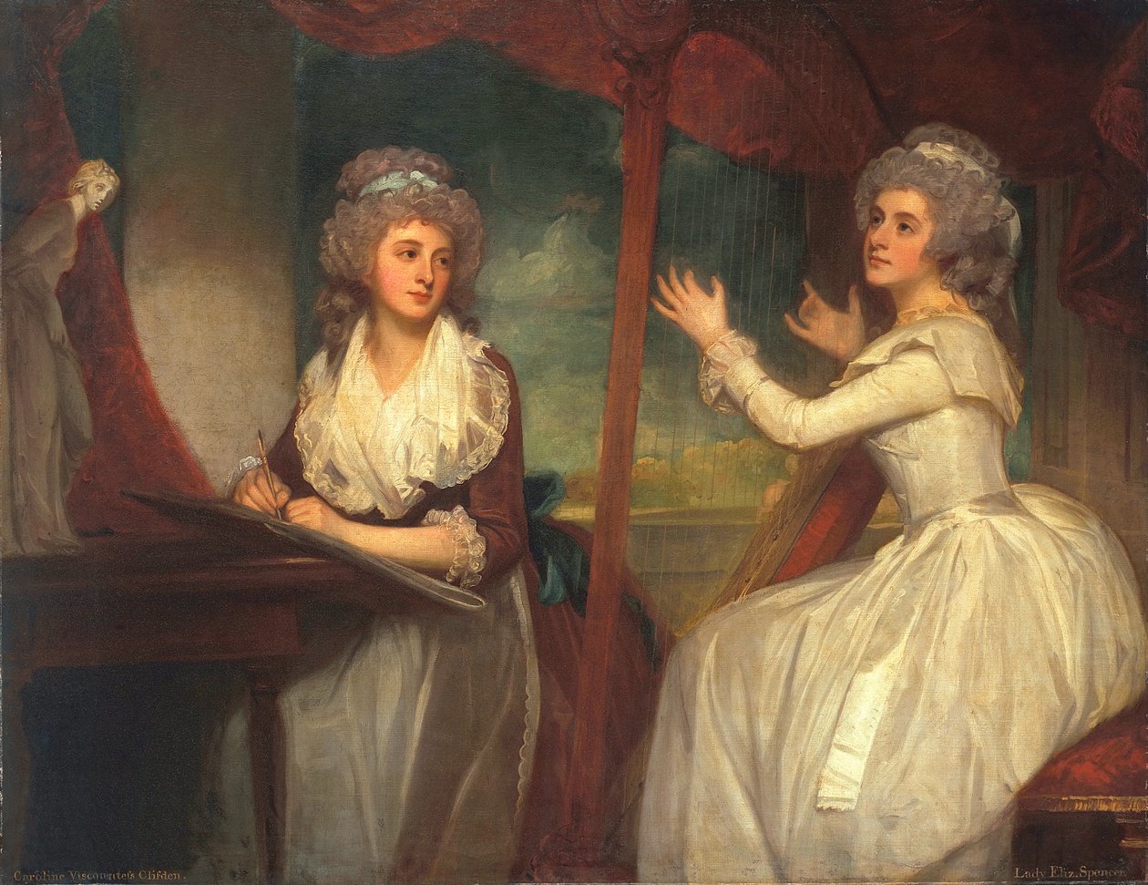 Lady Caroline Spencer, később Clifden vikomtné és nővére, Lady Elizabeth Spencer, 1786-92 alkotó: George Romney