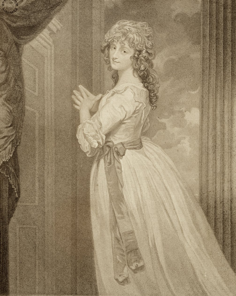 Mrs. Jordan a vidéki lány karakterében, Francesco Bartolozzi (1727-1815) metszetében alkotó: George Romney