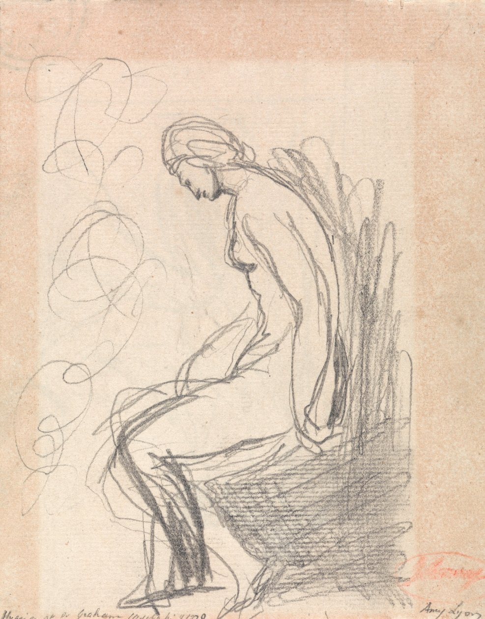 Ülő meztelen nő (Hygeia at Doctor Grahams) alkotó: George Romney