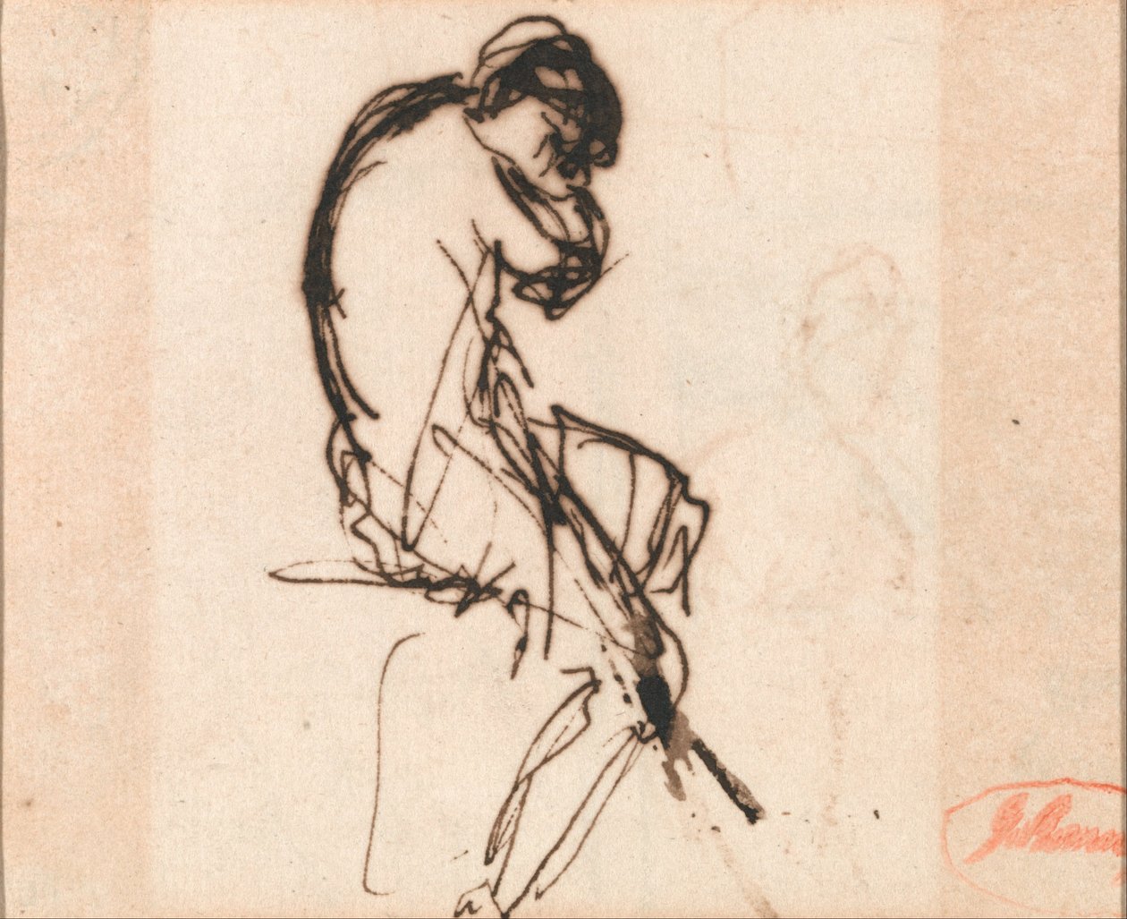 Ülő nő, enyhén drapériázva alkotó: George Romney
