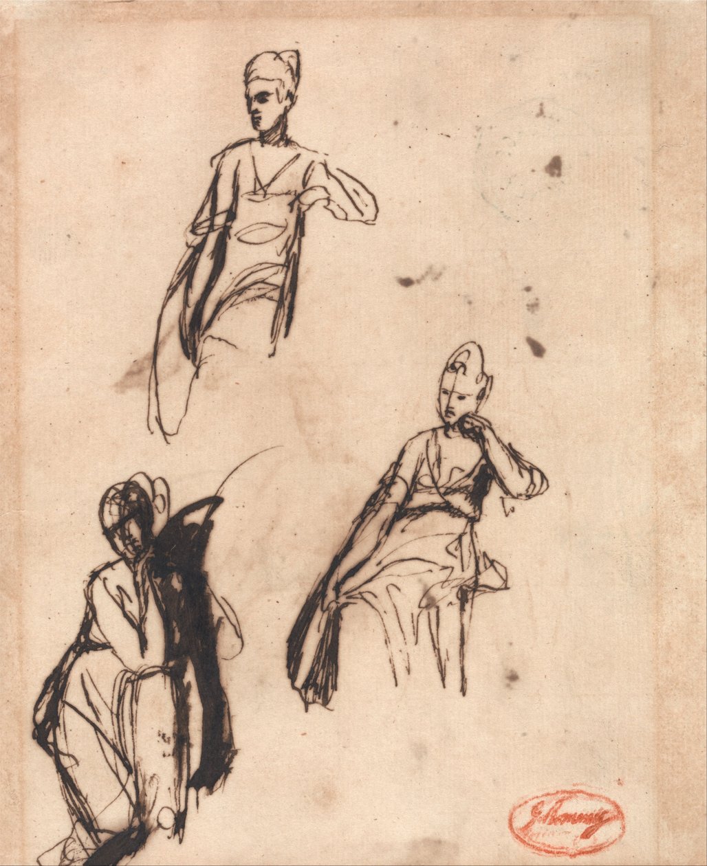 Ülő nő- három póz alkotó: George Romney