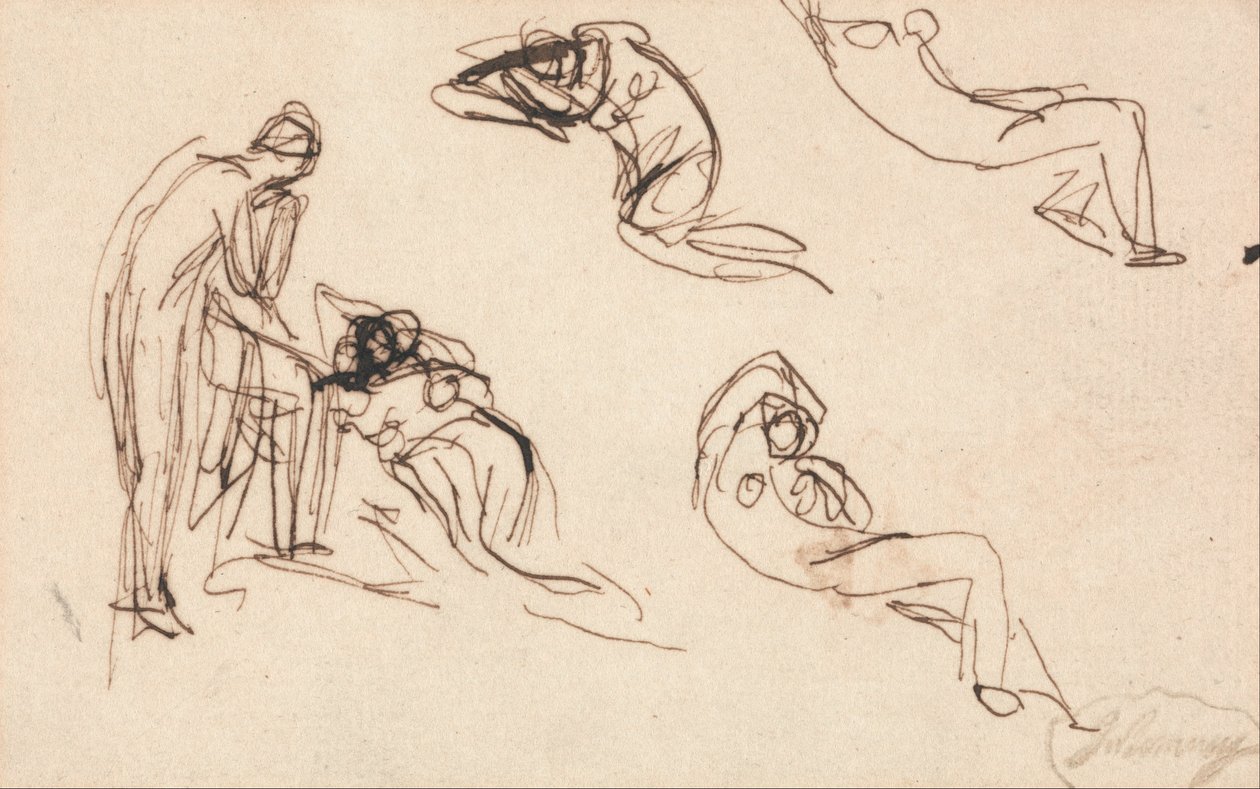 Álló ábra és négy fekvő ábra alkotó: George Romney