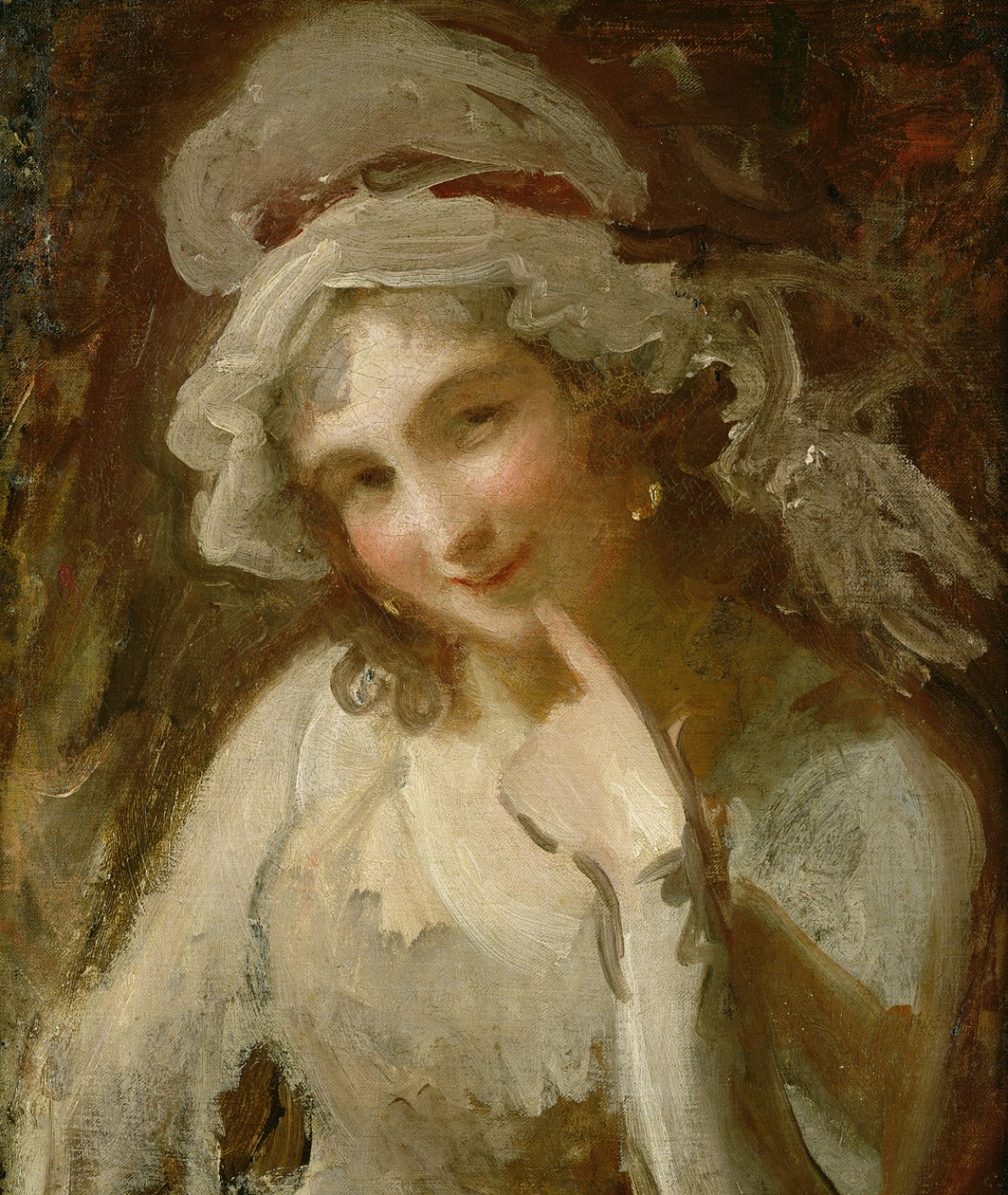 Tanulmány egy mosolygó fiatal nőről alkotó: George Romney