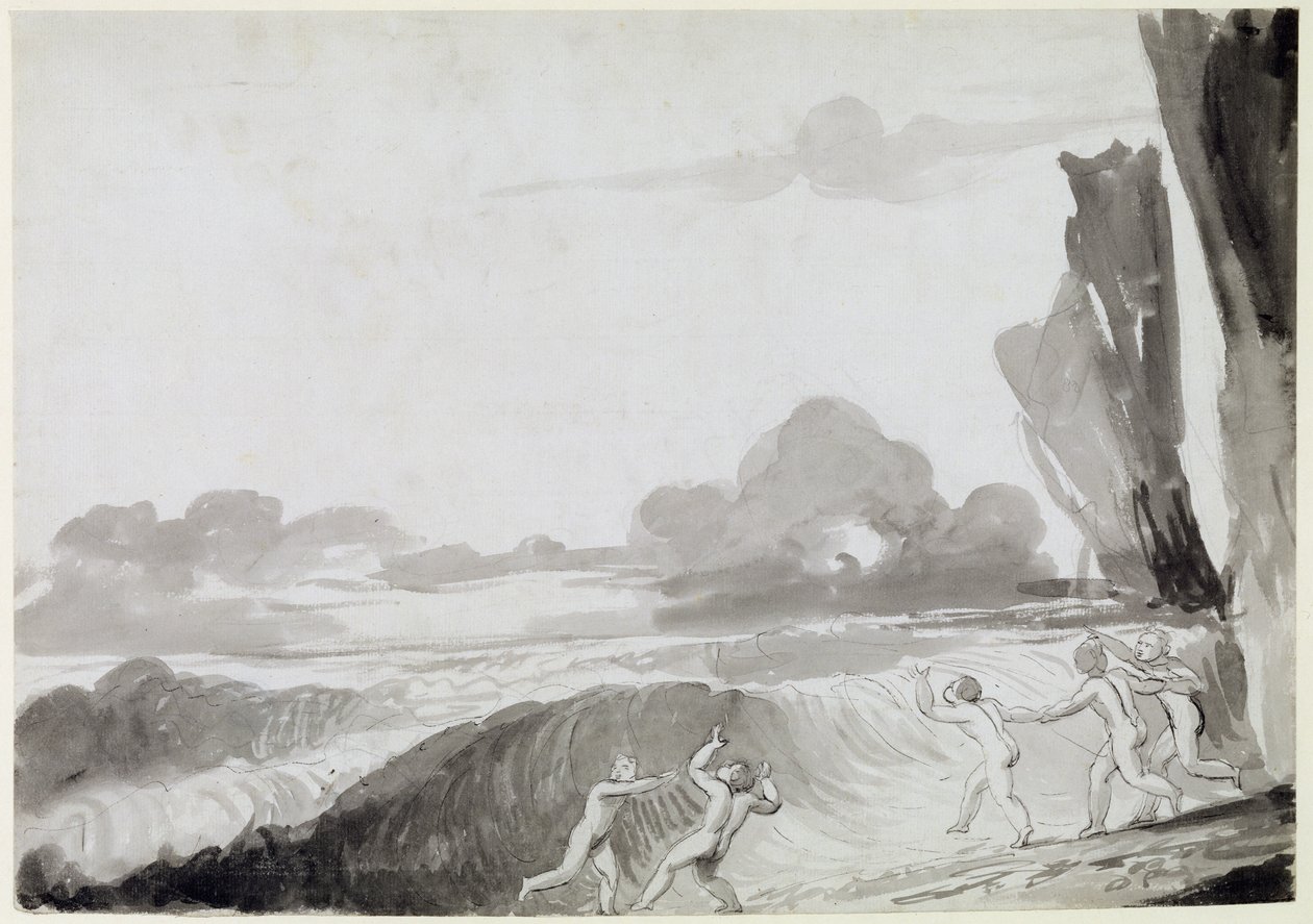 The Wave (toll és tinta, valamint szürke mosás grafit felett a papíron) alkotó: George Romney