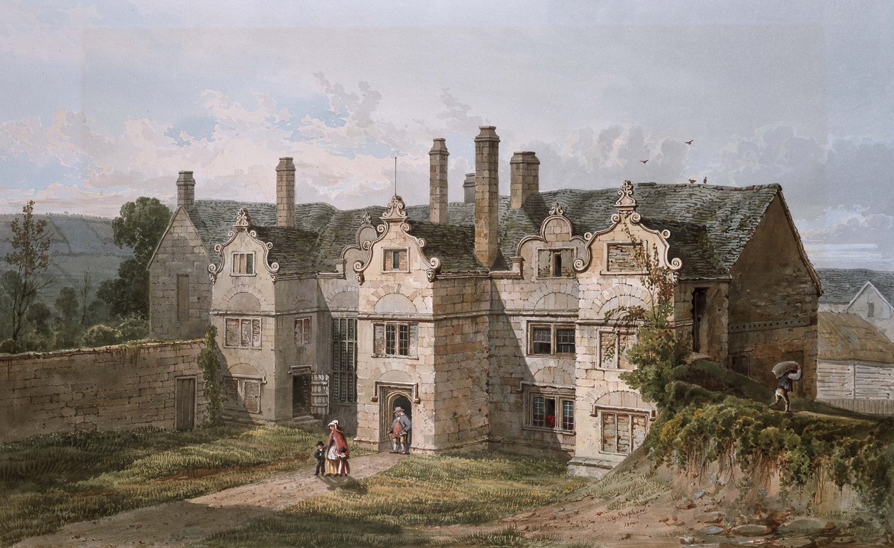Trerice kilátása, Cornwall, 1819 (akvarell) alkotó: George Shepherd