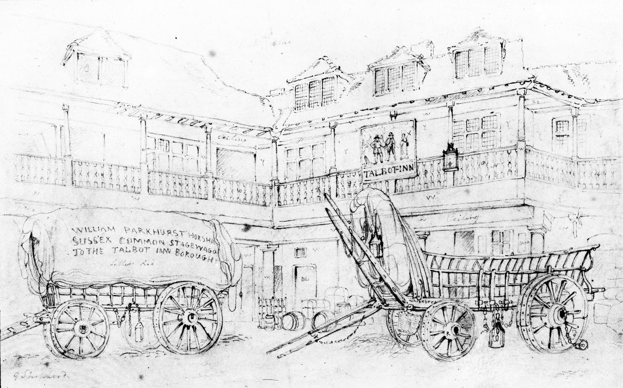 A Talbot Inn fogadó udvara, Southwark, 1810 alkotó: George Shepherd