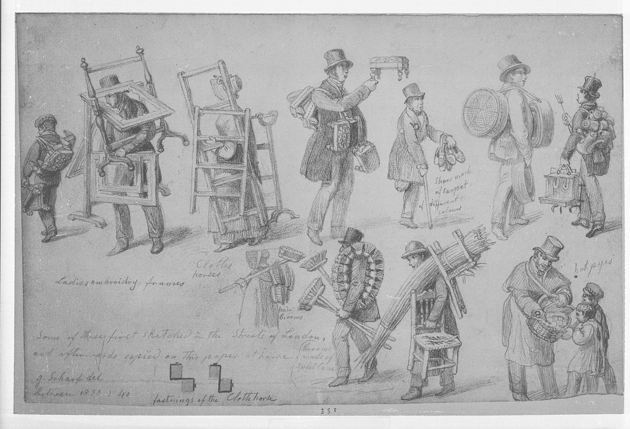 London utcai kereskedők, 1830-40 alkotó: George Snr Scharf