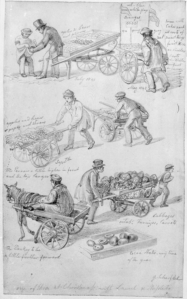 Street Traders, London, 1842 alkotó: George Snr Scharf