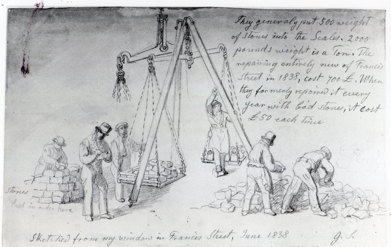 Kövek kimérése a londoni Francis Streeten, 1838 alkotó: George Snr Scharf