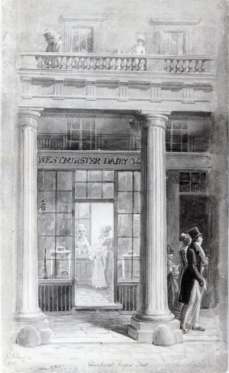 Westminster Diary, The Quadrant, Regent Street, London 1825 alkotó: George Snr Scharf