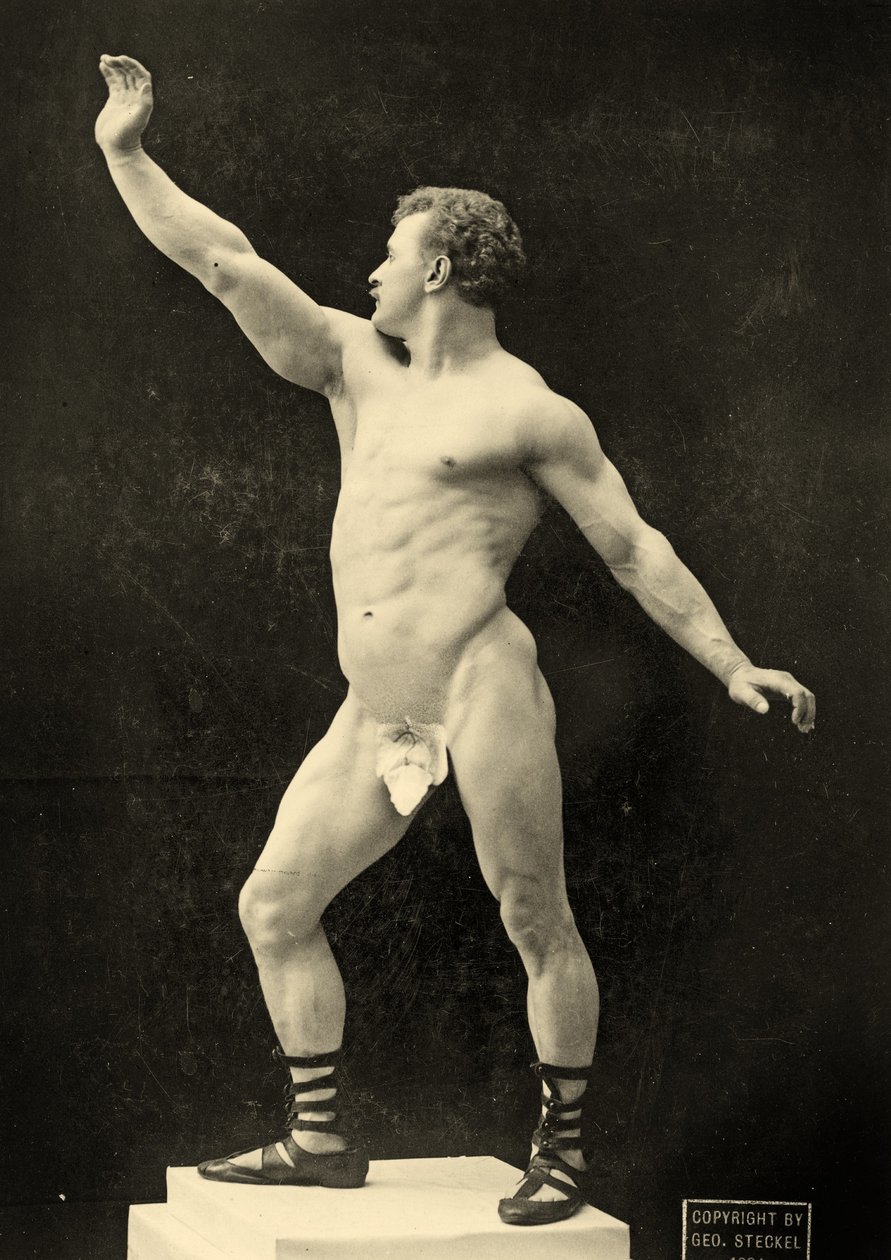 Eugen Sandow, klasszikus ókori görög-római pózban, 1894 körül. alkotó: George Steckel