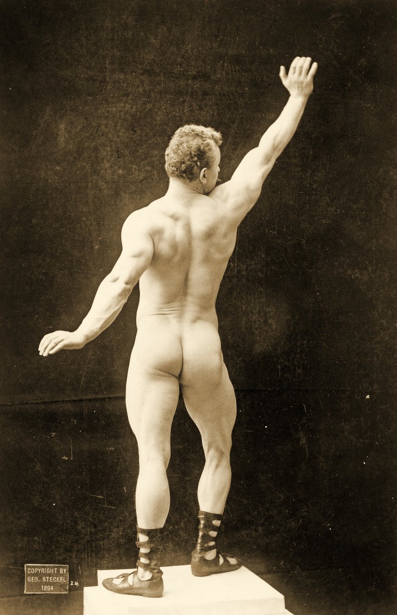 Eugen Sandow, klasszikus ókori görög-római pózban, 1894 körül alkotó: George Steckel