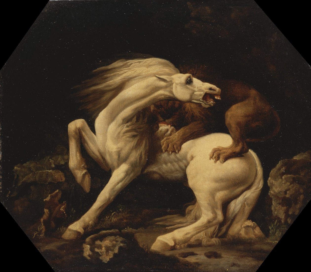Oroszlán támadta meg a lovat (C rész) alkotó: George Stubbs