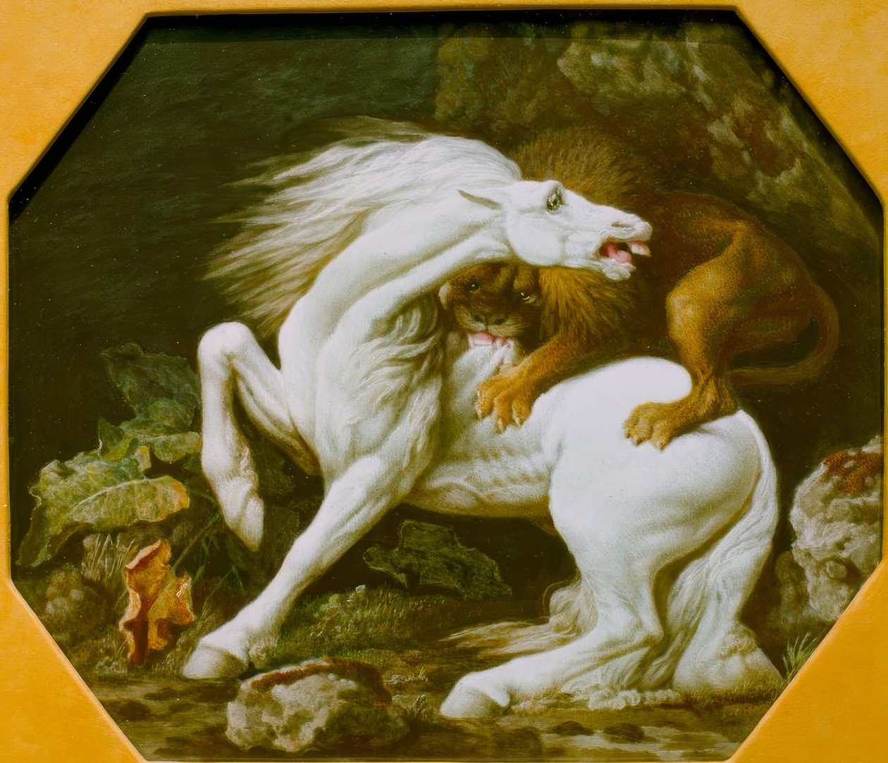 Oroszlán támad egy lovat alkotó: George Stubbs