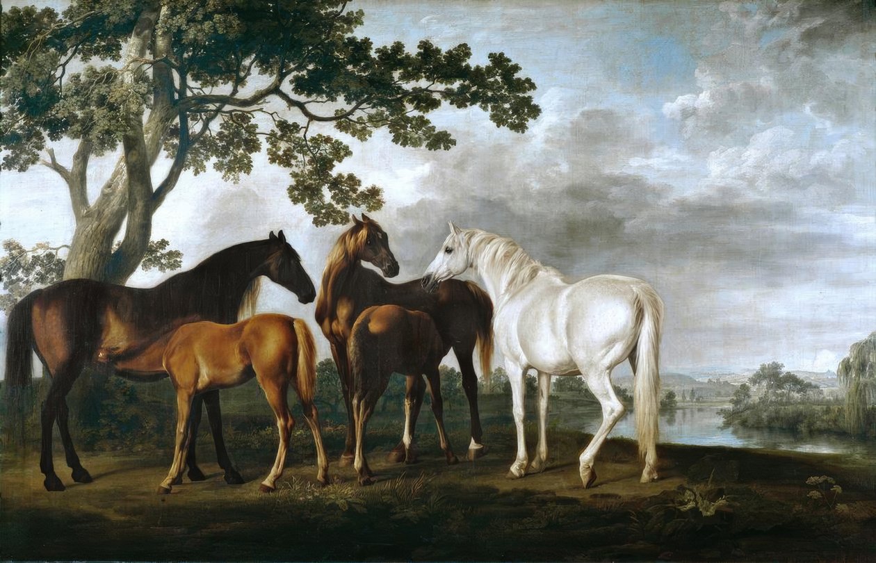 Kancák és csikók egy folyó táján alkotó: George Stubbs