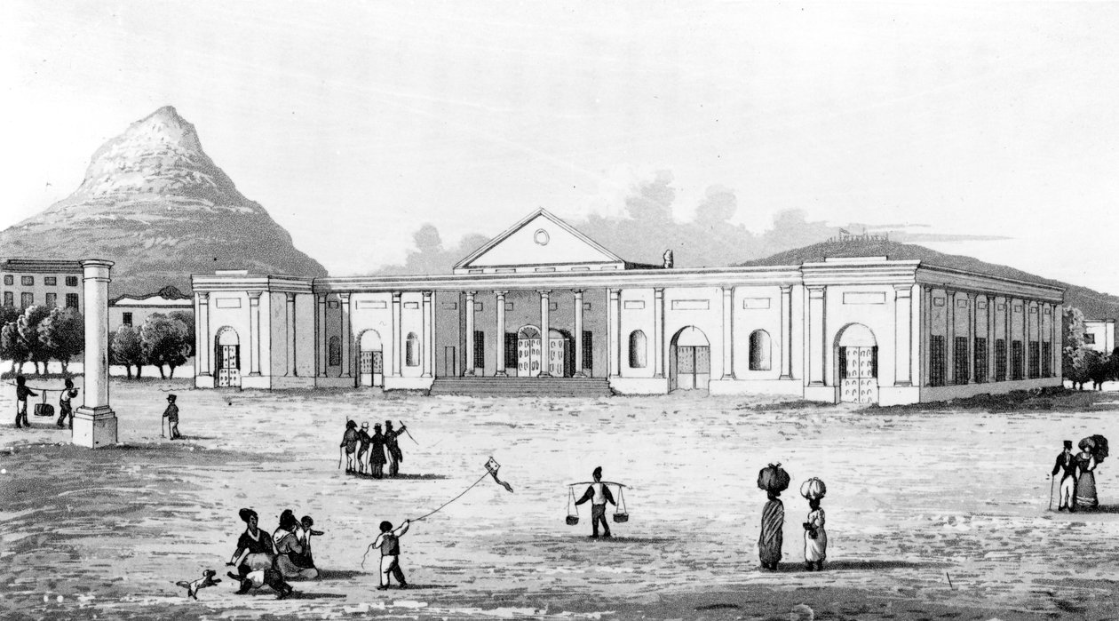 Commercial Exchange, Cape Town, illusztráció a „Travels and Adventures in Southern Africa” (Utazások és kalandok Dél-Afrikában), George Thompson, megjelent 1827-ben alkotó: George Thompson