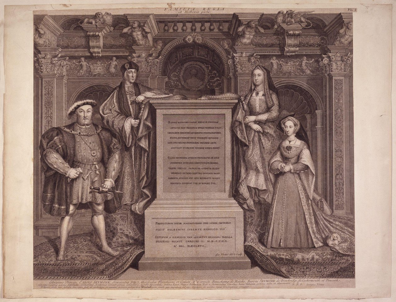 Henrik király VIII. Henrik király VII. York -i Erzsébet; Jane Seymour, Hans Holbein alkotó: George Vertue