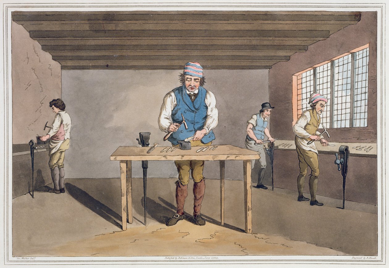 Sheffield Cutler, a "Yorkshire-i jelmez"-ből, amelyet Robert Havell (1769-1832) vésett, 1814 alkotó: George Walker