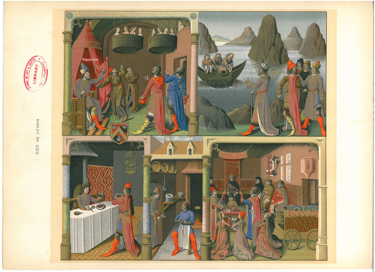 Tányér a „Illuminated Manuscripts in the British Museum: Miniatures, Borders and Initials” (Illuminated Manuscripts in the British Museum: Miniatures, Borders and Initials) című könyvből alkotó: George Augustus Wallis