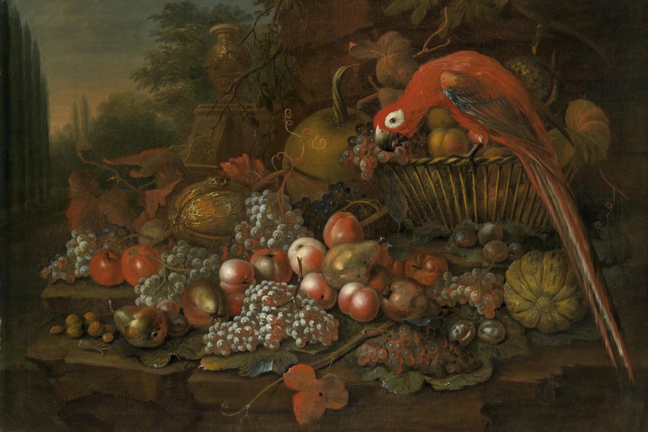 Csendélet gyümölcsökkel és papagájjal alkotó: William Sartorius