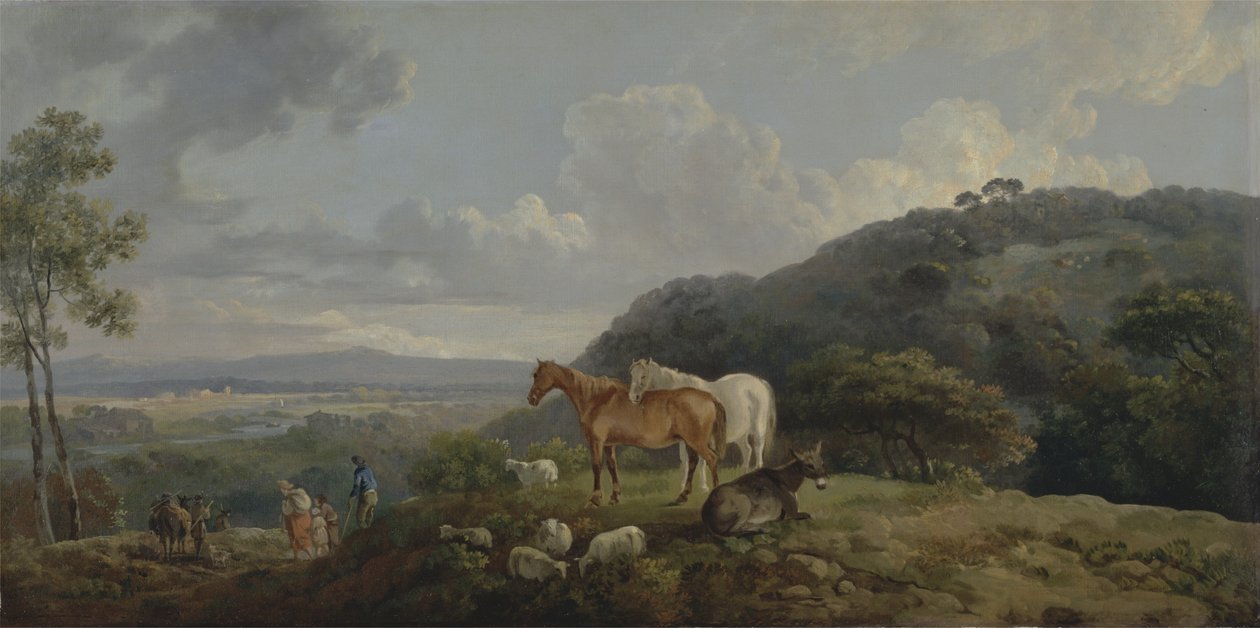 Reggel: Táj kancákkal és juhokkal, 1770-80 körül alkotó: George the Elder Barret